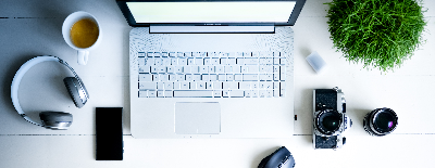 Writer's desk with keyboard