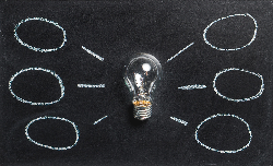 lightbulbs and thought bubbles for ideas and input